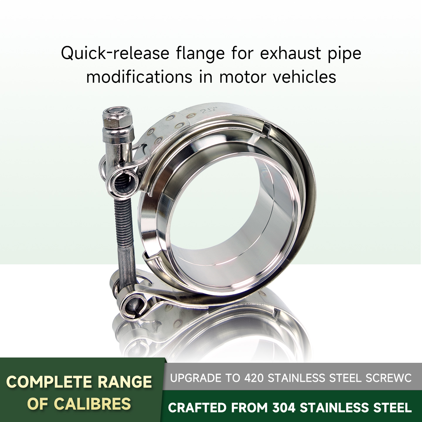 Exhaust V Band Clamp Flange Kit Stainless - 304 Stainless Steel V Band Clamp