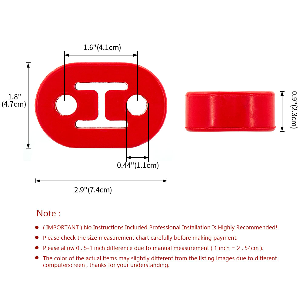 Exhaust Hanger Rubber Insulator Heavy Duty - Universal Car Muffler Support 2‑Hole Exhaust