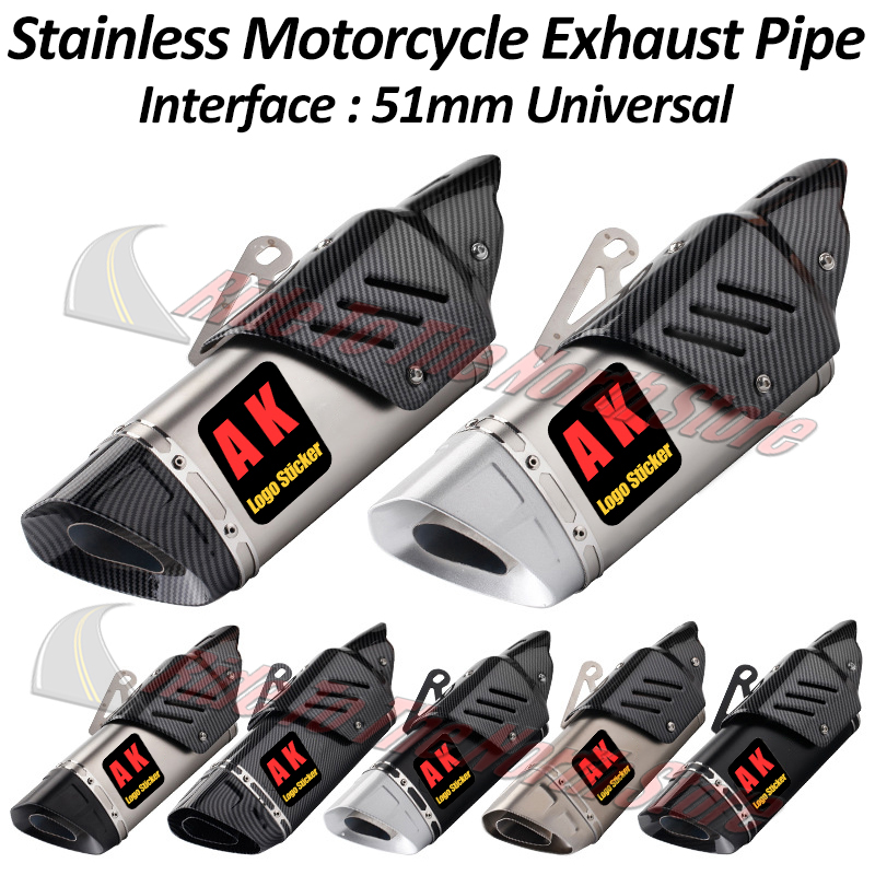 Exhaust Muffler Stainless Steel Universal - Slip On 51mm Universal Motorcycle AK