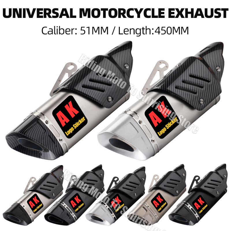 Exhaust Muffler Stainless Steel Universal - 51MM Universal AK Motorcycle Exhaust Muffler