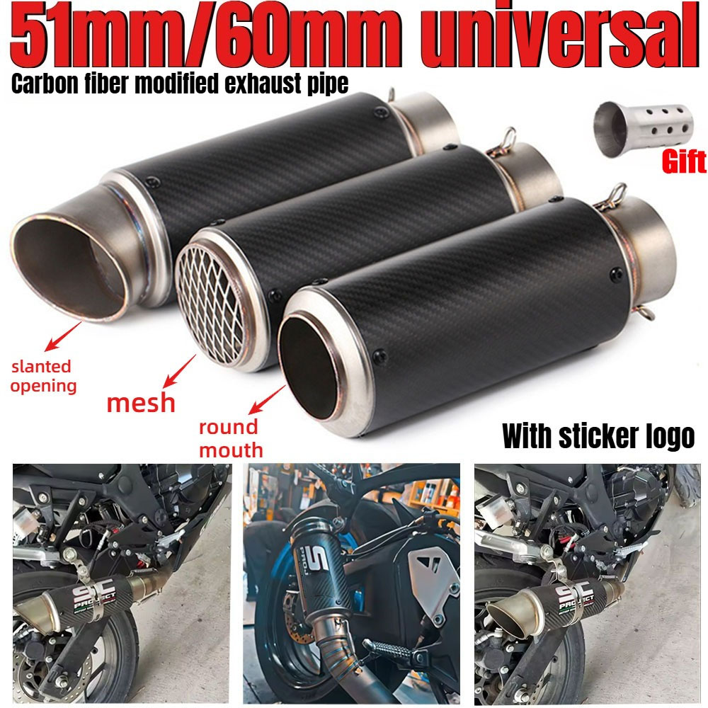 Universal 51mm/60mm modified S - Exhaust Muffler Stainless Steel Universal ulasan dan harga