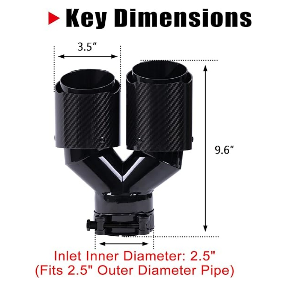 Carbon Fiber Exhaust Tip Dual  - Exhaust Tips Dual Outlet Carbon Fiber 63Mm ulasan dan harga