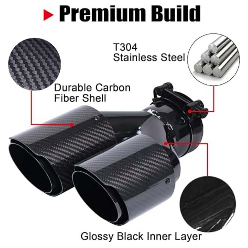 Carbon Fiber Exhaust Tip Dual  - Exhaust Tips Dual Outlet Carbon Fiber 63Mm ulasan dan harga