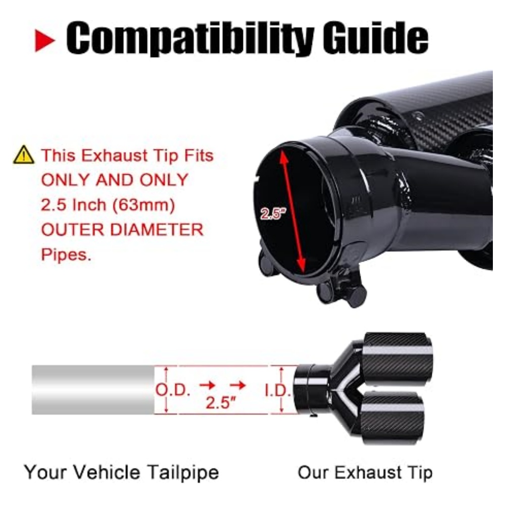Carbon Fiber Exhaust Tip Dual  - Exhaust Tips Dual Outlet Carbon Fiber 63Mm ulasan dan harga