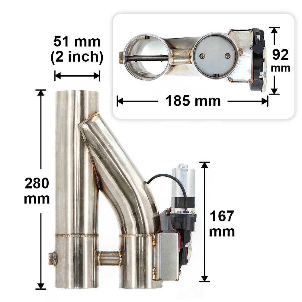 2.0 Inch 304 Stainless Steel T - Dual Exhaust Cutout Valve Y Pipe Stainless ulasan dan harga