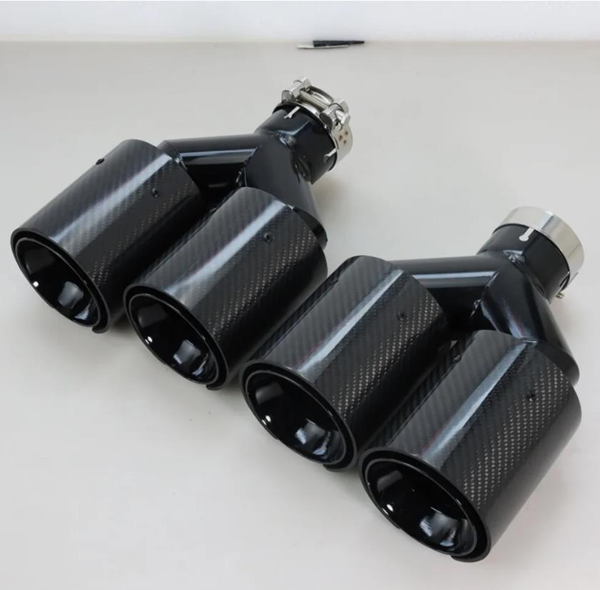 63mm Inlet 101mm Outlet Univer - Exhaust Tips Dual Outlet Carbon Fiber 63Mm ulasan dan harga