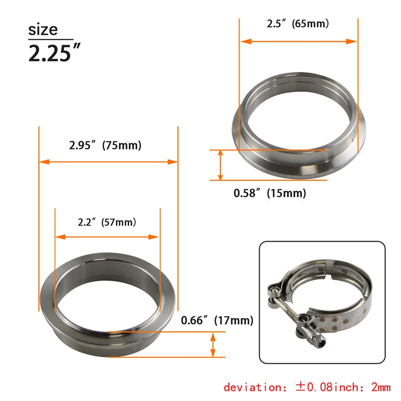 57mm Turbo Exhaust Downpipe Ki - Exhaust V Band Clamp Flange Kit Stainless ulasan dan harga