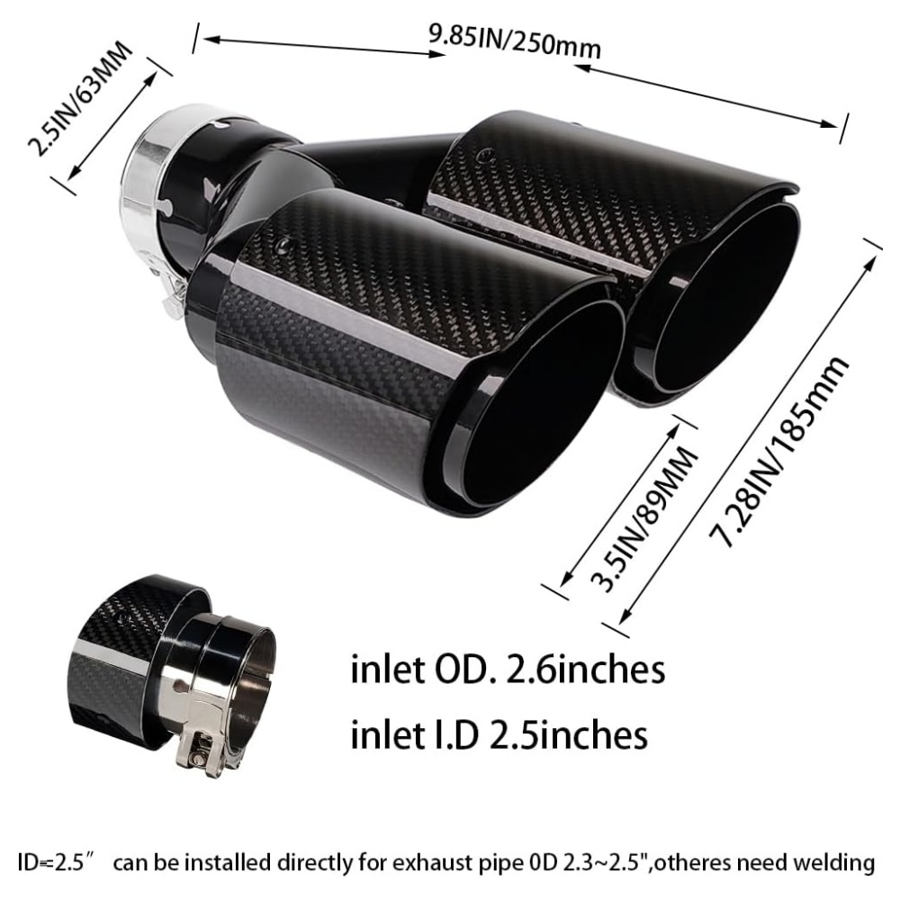 Carbon Fiber Exhaust Tip Y Sty - Exhaust Tips Dual Outlet Carbon Fiber 63Mm ulasan dan harga