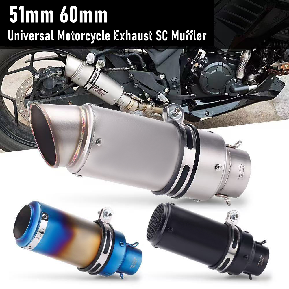 Universal 51mm 60mm Motorcycle - Exhaust Muffler Stainless Steel Universal ulasan dan harga