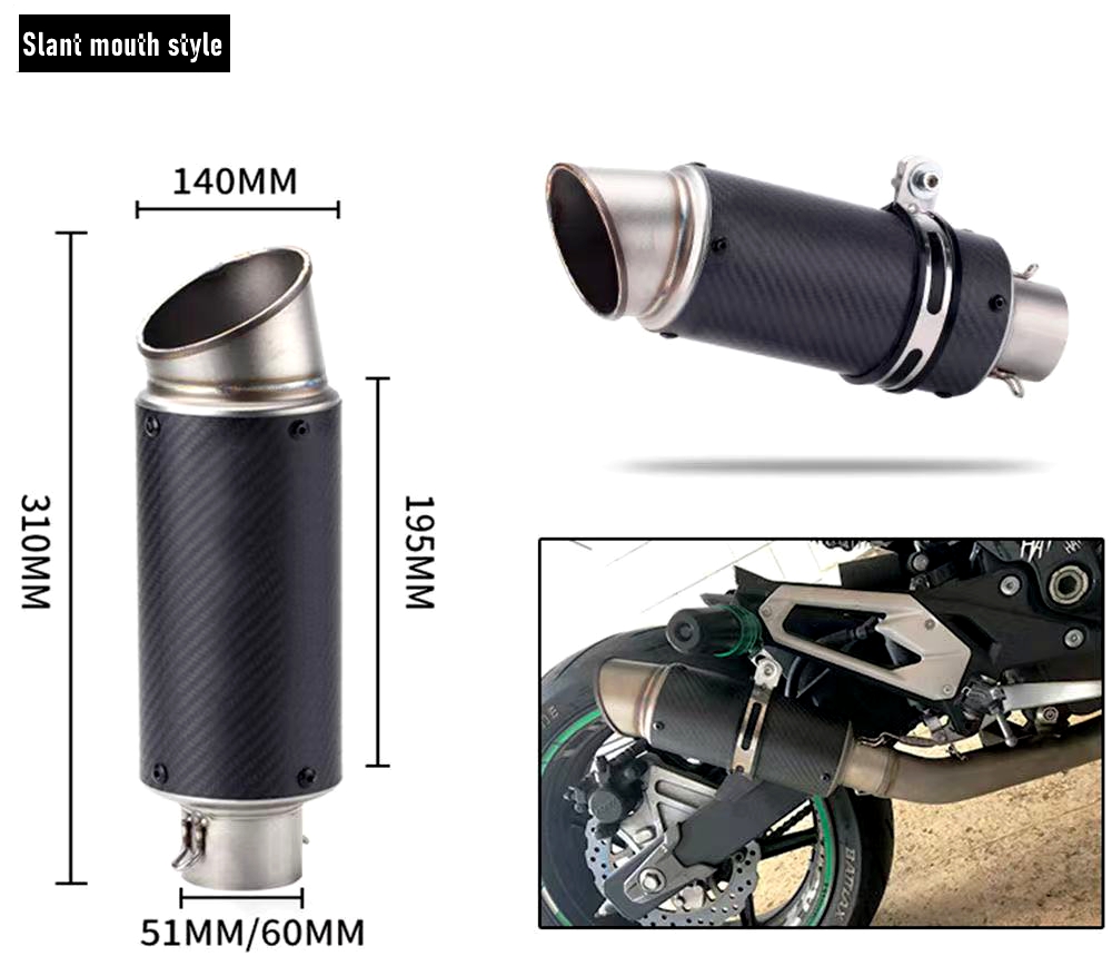 Universal 51mm 60mm Motorcycle - Exhaust Muffler Stainless Steel Universal ulasan dan harga