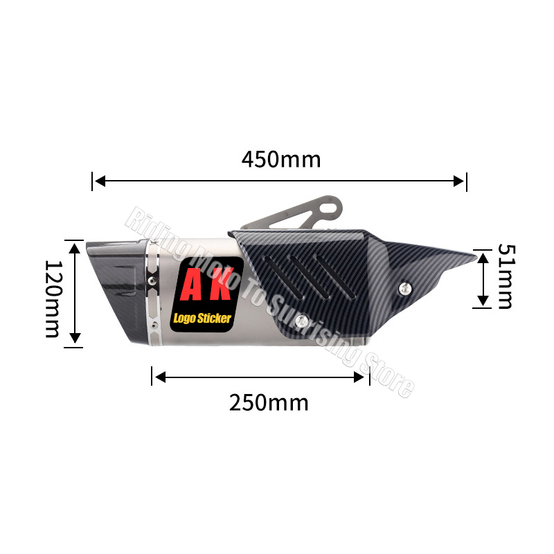 51MM Universal AK Motorcycle E - Exhaust Muffler Stainless Steel Universal ulasan dan harga